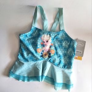 Disney Princess Frozen Elsa Ruffled Swimsuit Tankini Swim Crop Top Size 7/8 NwT